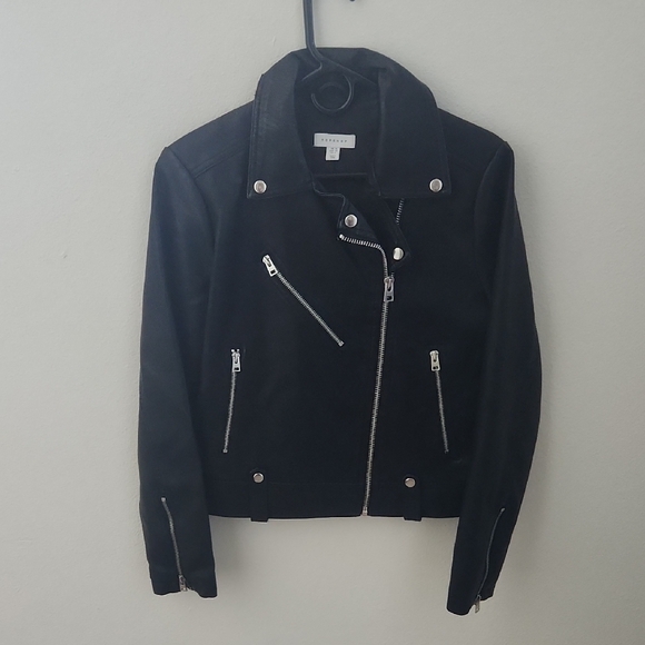 Topshop Jackets & Blazers - Topshop Black Faux Leather Biker Jacket